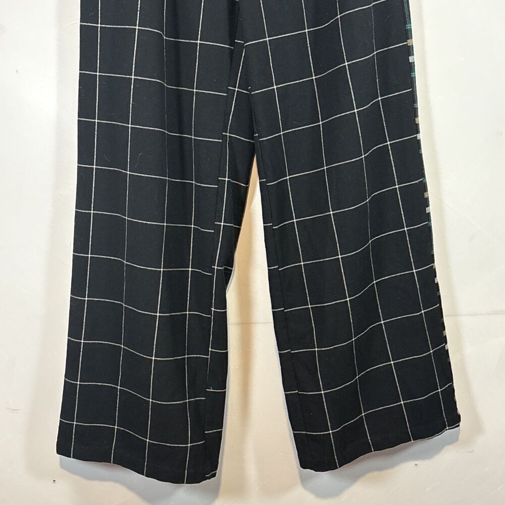 Who What Wear‎ Pants 2 Black Check Plaid Wide Leg Trousers Mixed Pattern Side - Picture 3 of 8